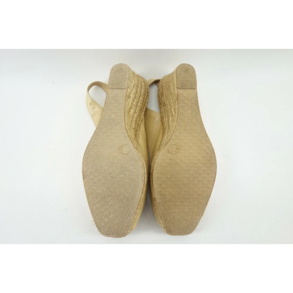 Eric Michael Women's 36 Natural Floral Petula Leather Espadrille Wedge Slingback